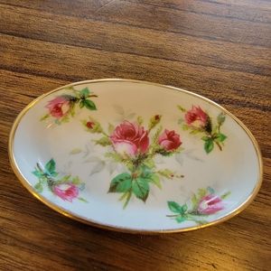 Grandmother's Rose bone china trinket dish
